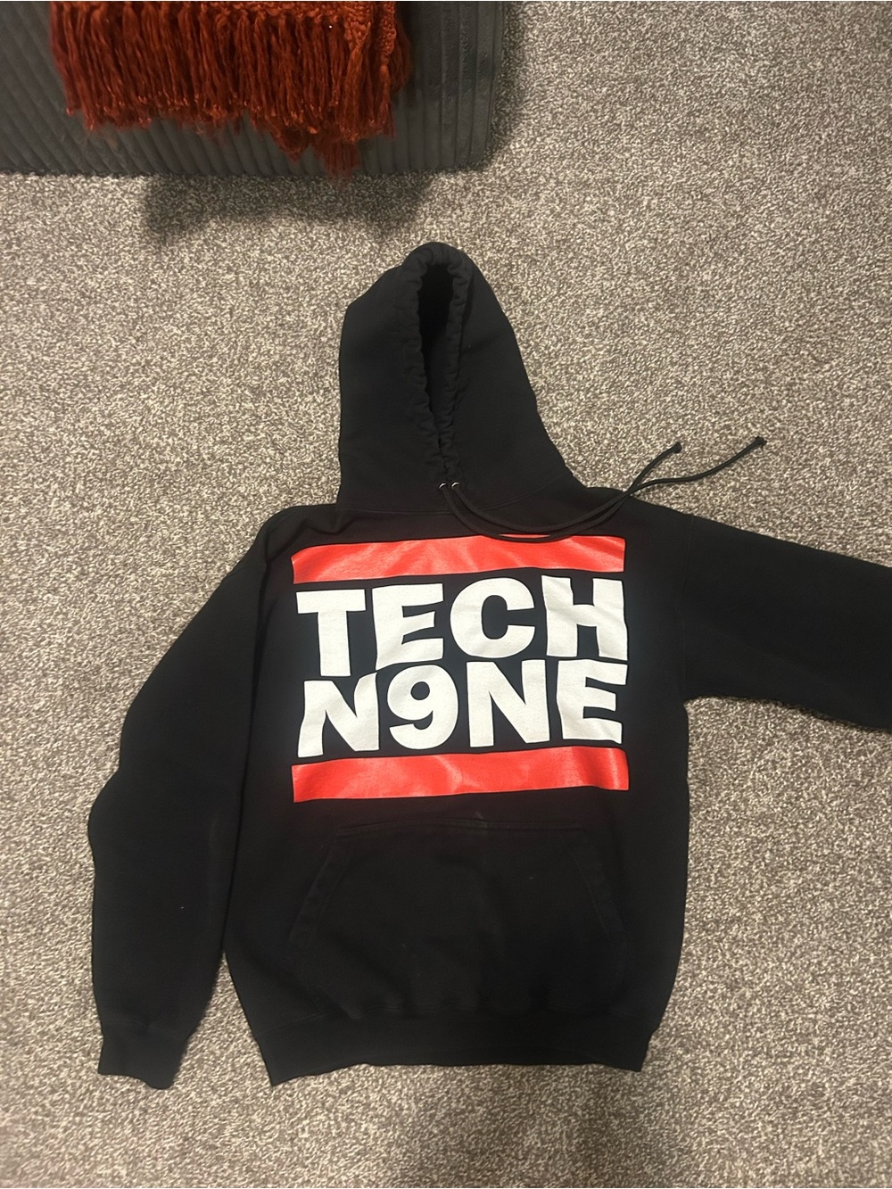TECH N9NE Strange Music Tour Official Black Hoodie with Red & White Graphic
